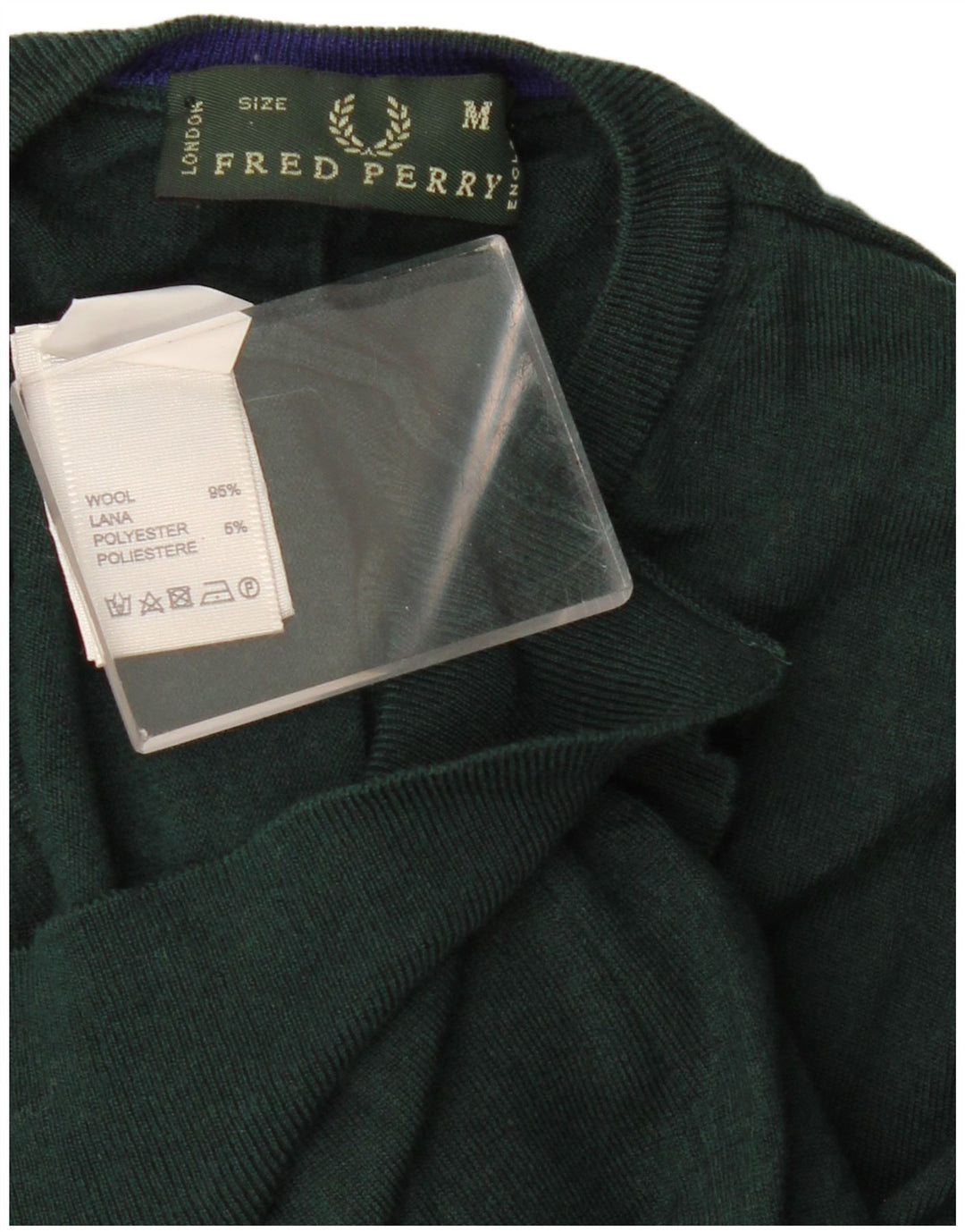 Fred Perry muški džemper s V-izrezom srednje zelene vune