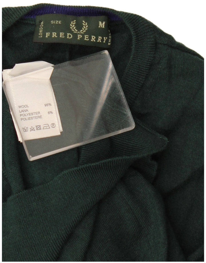 Fred Perry muški džemper s V-izrezom srednje zelene vune