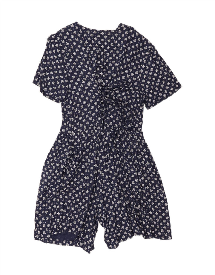 Vintage ženski kombinezon UK 20 2XL tamnoplava cvjetna viskoza