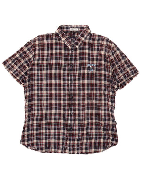 Moschino muška košulja kratkih rukava 3XL tamnoplava karirana