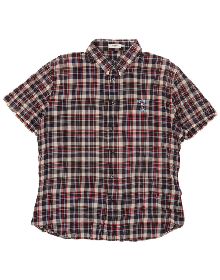 Moschino muška košulja kratkih rukava 3XL tamnoplava karirana