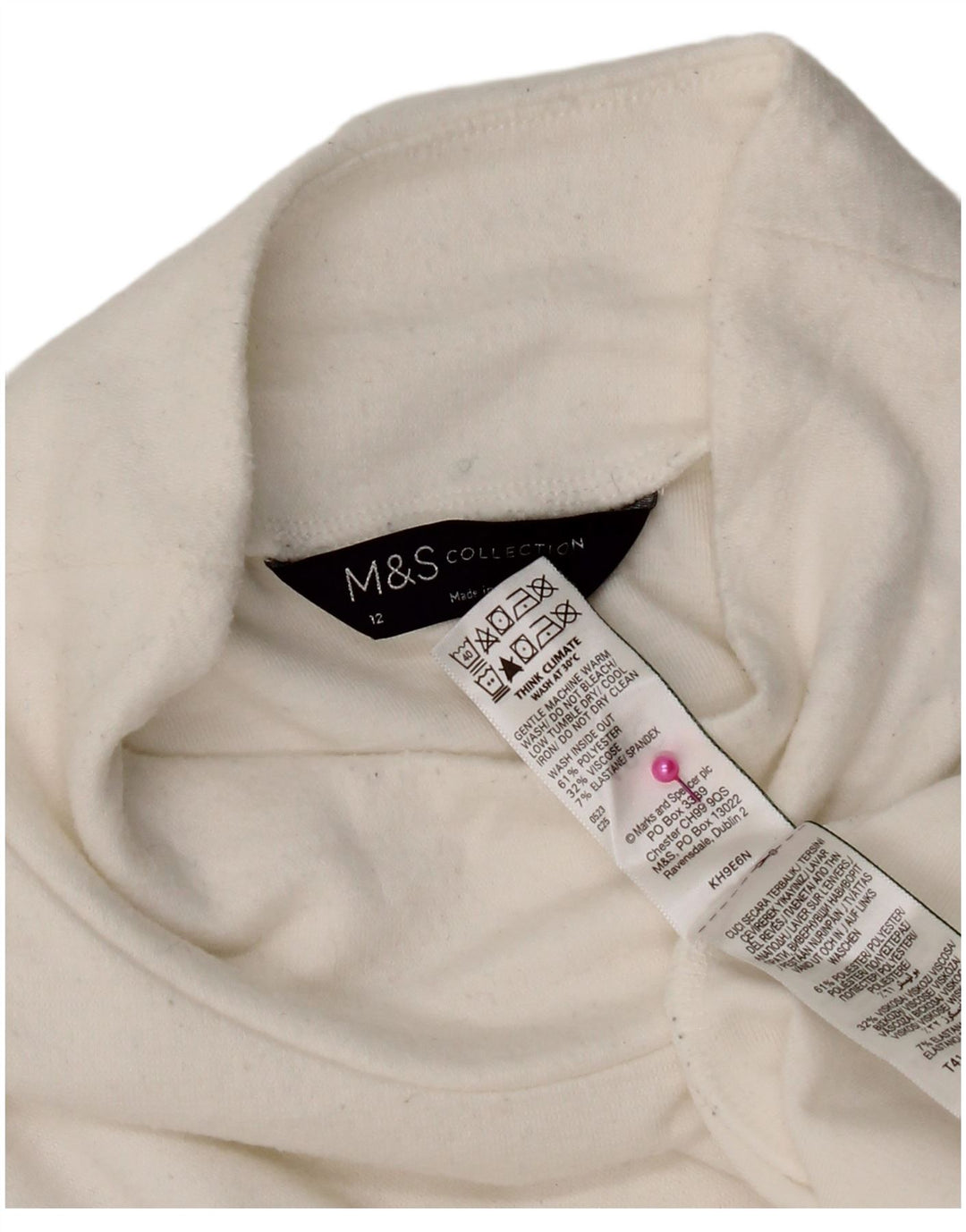 Marks & Spencer ženska majica dugih rukava UK 12 Srednji bijeli poliester