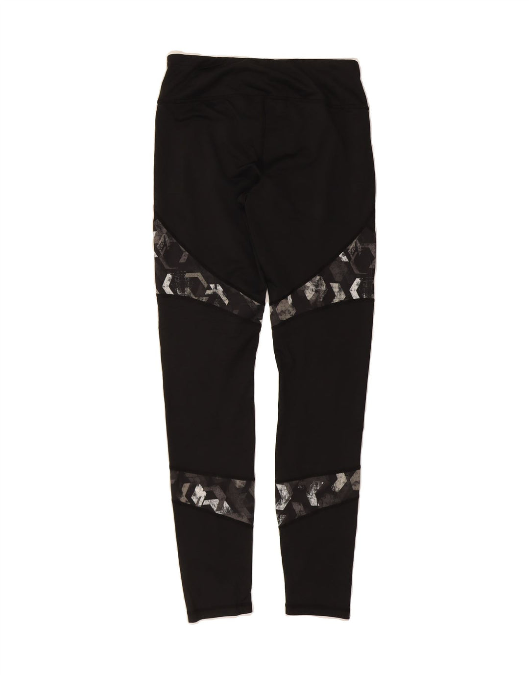 REEBOK Womens Leggings UK 12 Medium  Black Geometric Polyester Vintage Reebok and Second-Hand Reebok from Messina Hembry 