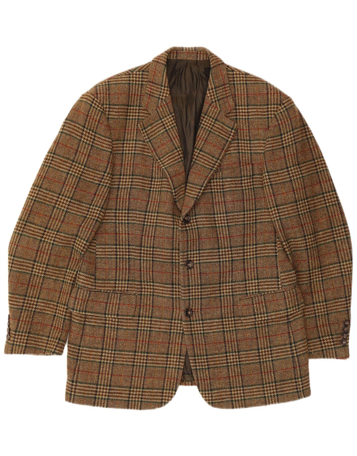 Hugo Boss muška jakna sa 3 gumba EU 52 XL bež karirana djevičanska vuna