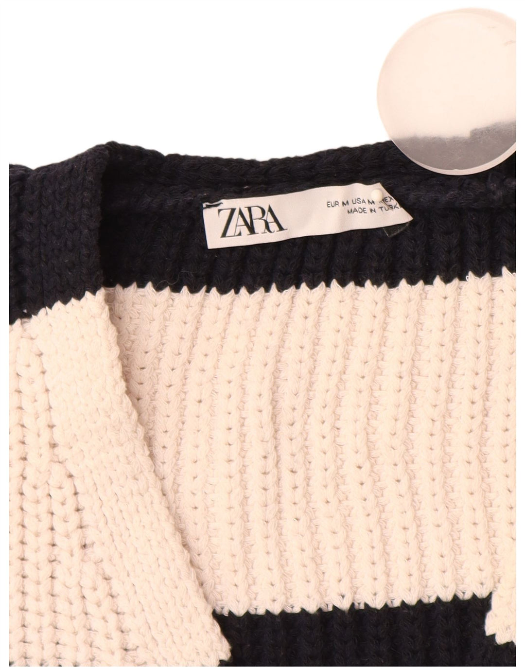 Zara ženski prsluk bez rukava UK 14 poliester srednje bijele pruge