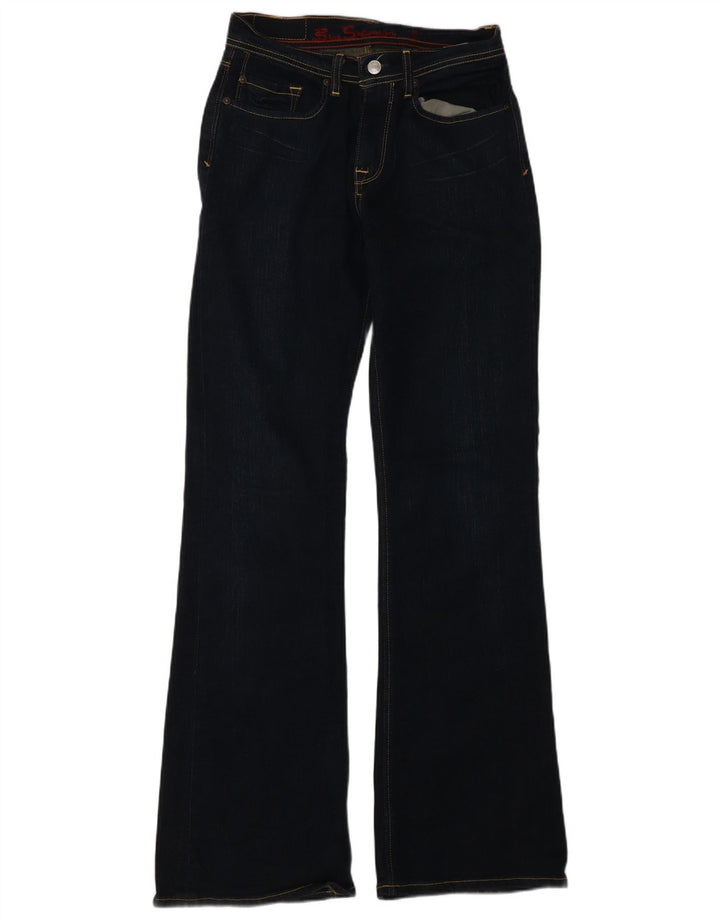 Ženske traperice Ben Sherman s bootcutom W28 L32 tamnoplavi pamuk