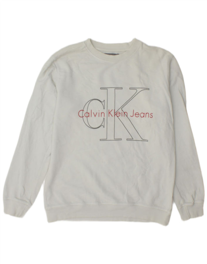 Calvin Klein Jeans muški džemper regularnog kroja Graphic srednje bijele boje