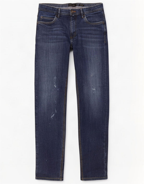 Massimo Dutti Mens Distressed Slim Jeans EU 42 Large W32 L30 Blue Cotton