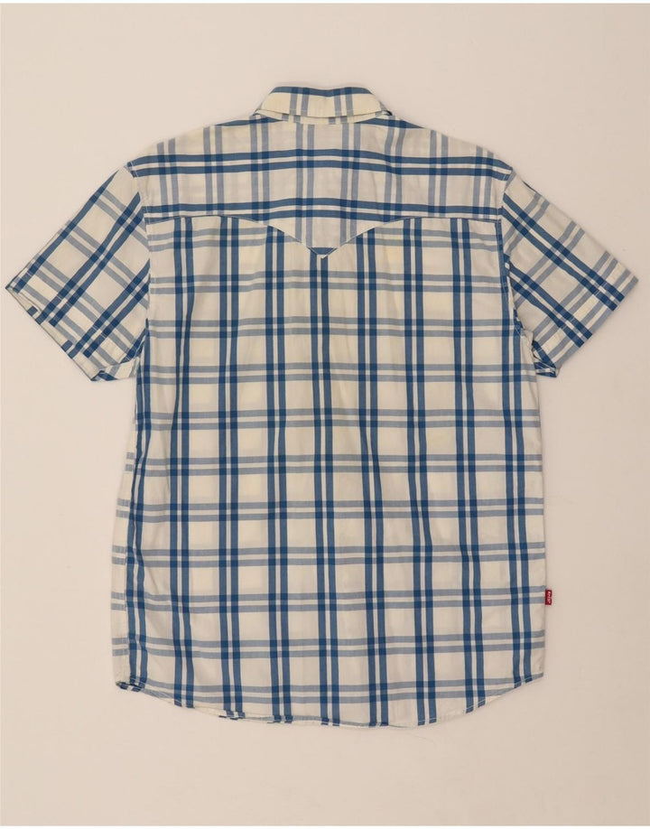 LEVI'S Mens Classic Fit Short Sleeve Shirt Medium Blue Check Cotton