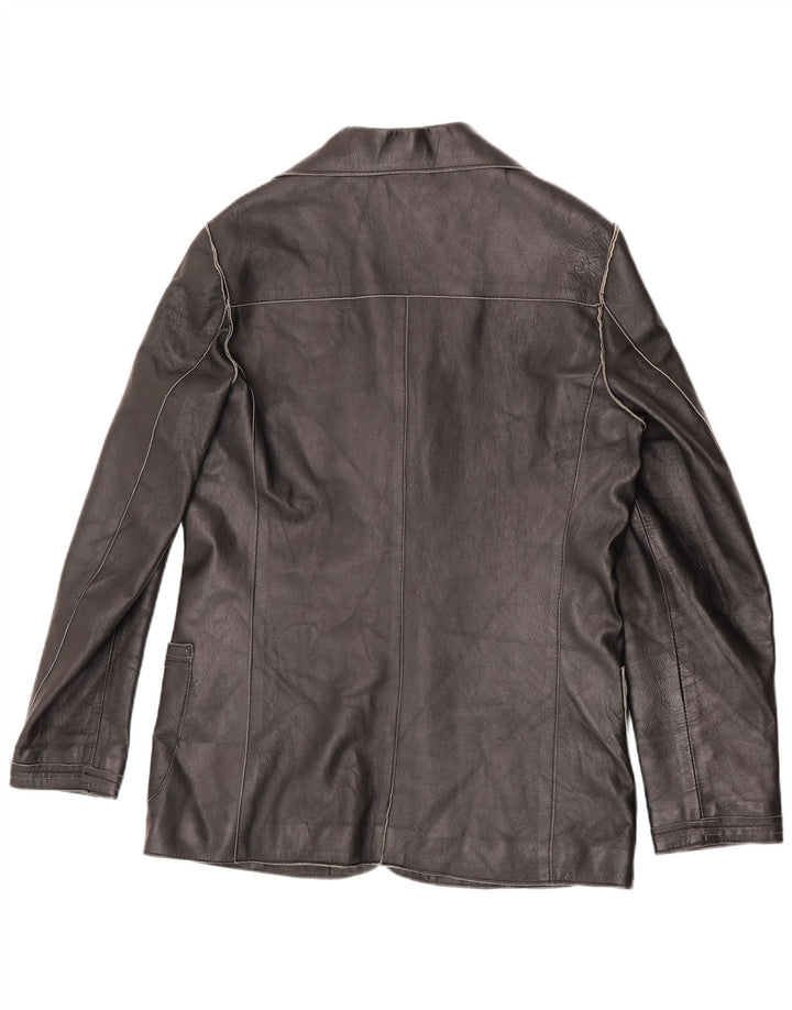 Vintage ženska kožna jakna sa 3 gumba UK 16 velika crna