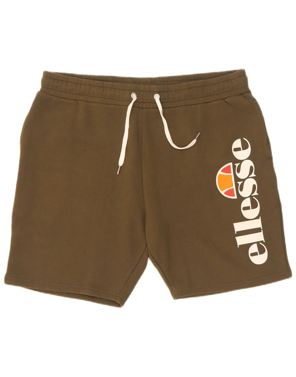 Ellesse Mens Graphic Sport Shorts 2XL  Khaki Cotton
