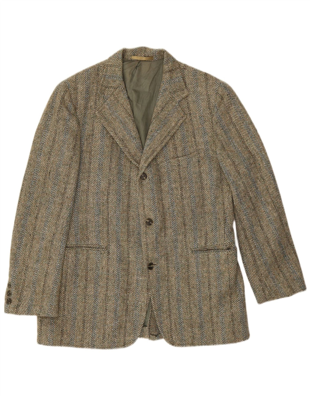 Harris Tweed Muški sako sa 3 gumba UK 38 Srednji kaki riblja kost
