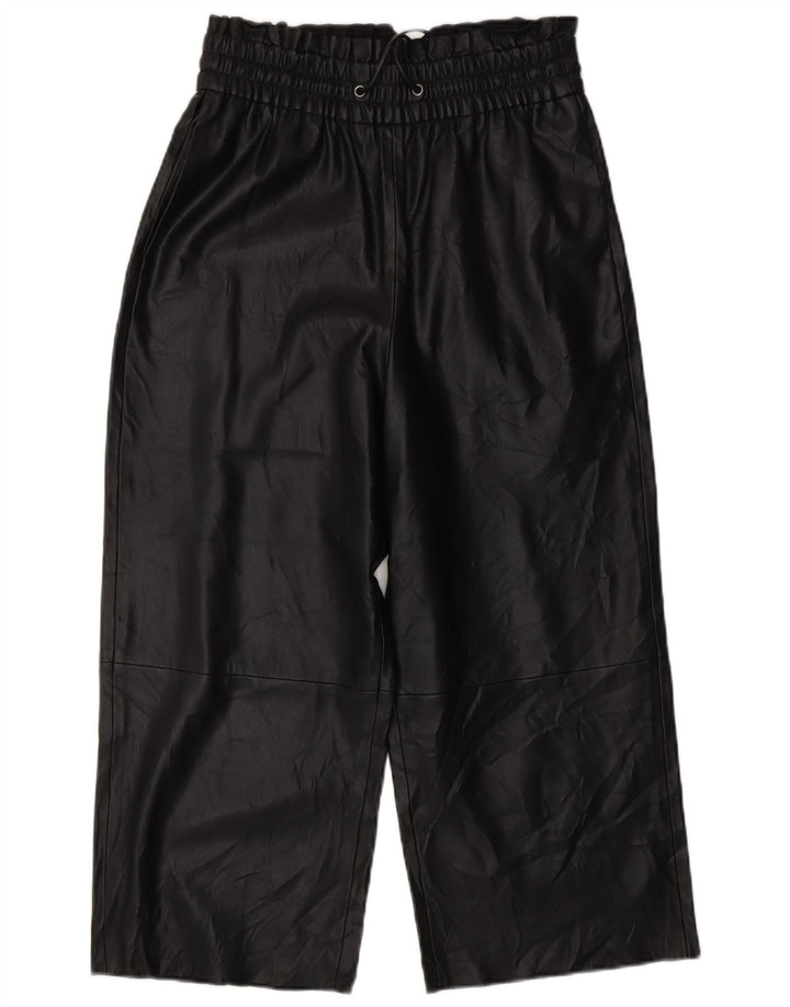 ZARA ženske široke kratke hlače od umjetne kože XS W25 L20 crne