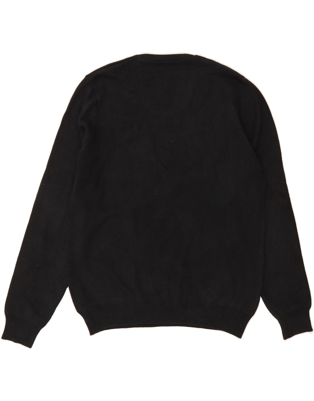 MARKS & SPENCER Mens Regular Fit V-Neck Jumper Sweater Medium Black Cotton Vintage Marks & Spencer and Second-Hand Marks & Spencer from Messina Hembry 