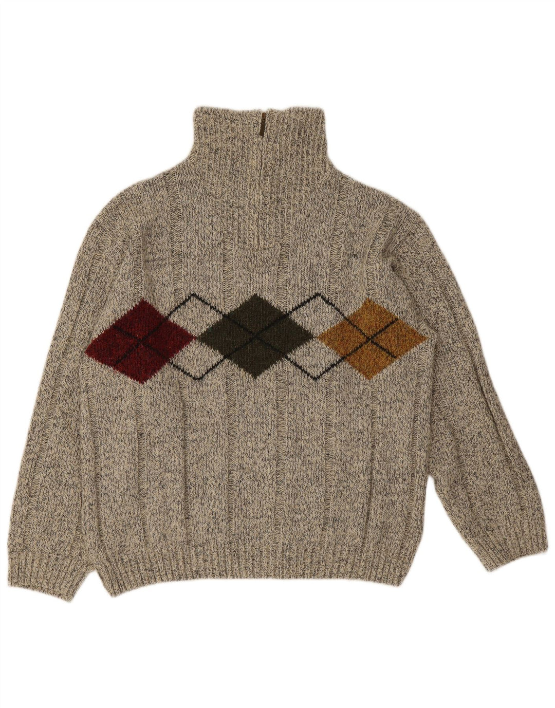 Monte Carlo muški džemper s izrezom s patentnim zatvaračem IT 52 Large Grey Argyle/Diamond