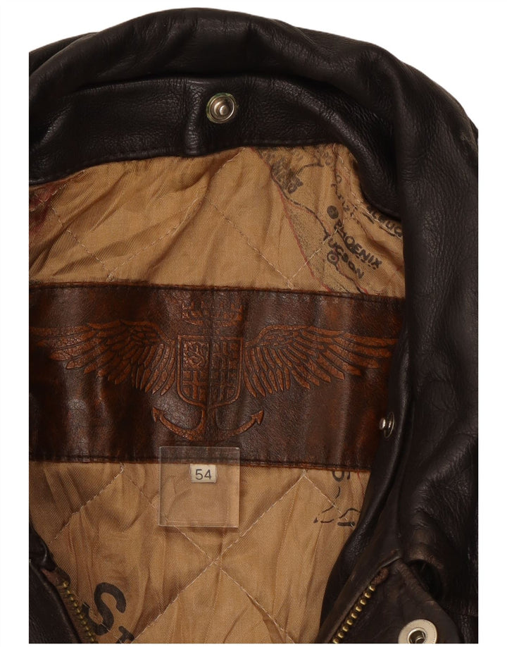 Vintage muška vojna kožna jakna IT 54 2XL smeđa