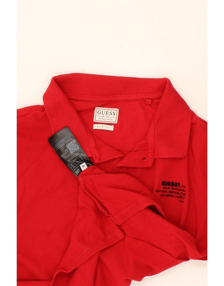 GUESS Mens Slim Fit Polo Shirt Medium Red Cotton Vintage Guess and Second-Hand Guess from Messina Hembry 