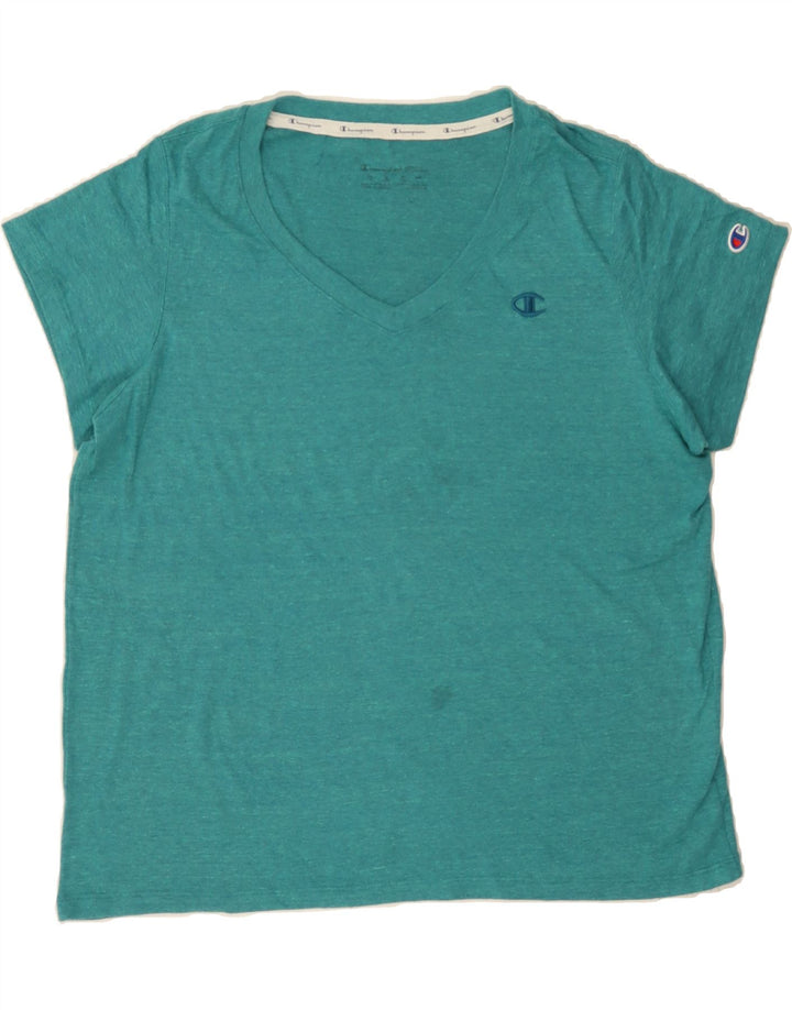 CHAMPION Womens T-Shirt Top UK 18 XL Turquoise Polyester Vintage Champion and Second-Hand Champion from Messina Hembry 