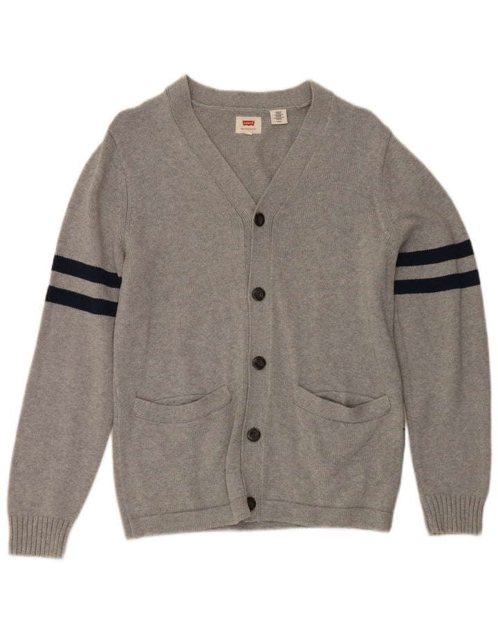 Levi's muški kardigan pulover mali sivi pamuk na pruge