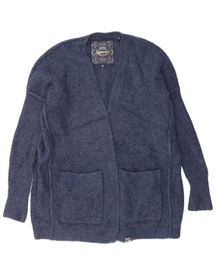 Superdry ženski prekomjerni kardigan džemper UK 10 Mali plavi akril