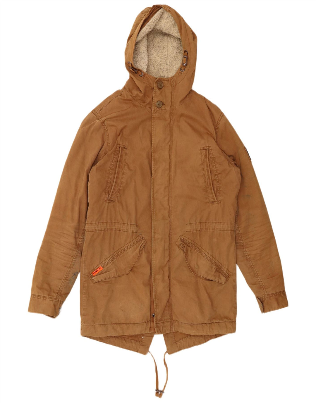 SUPERDRY muška šerpa parka jakna s kapuljačom UK 38 srednje bež pamuk
