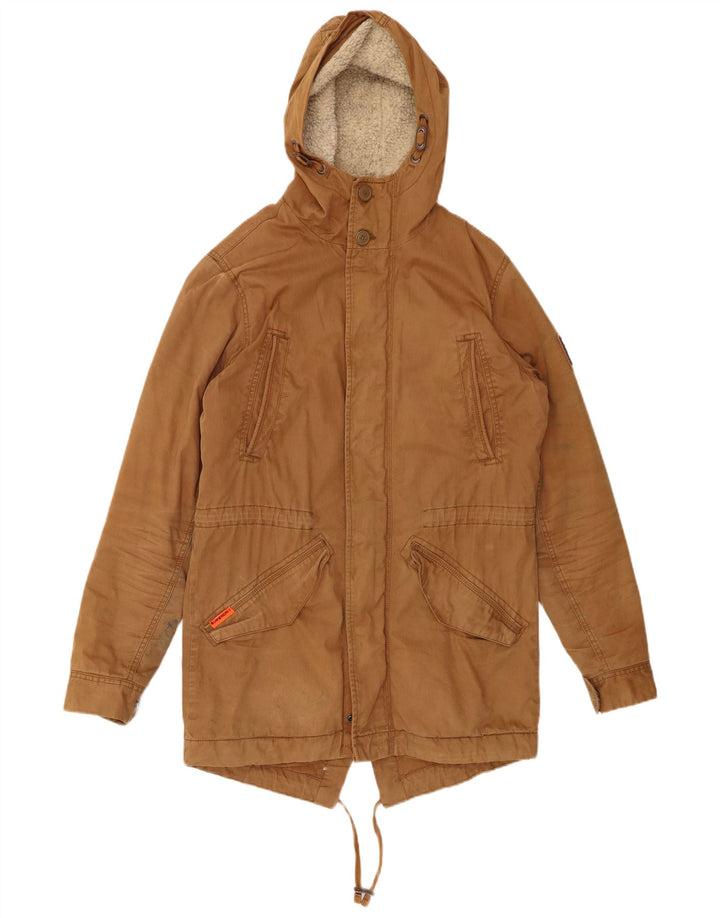 SUPERDRY muška šerpa parka jakna s kapuljačom UK 38 srednje bež pamuk