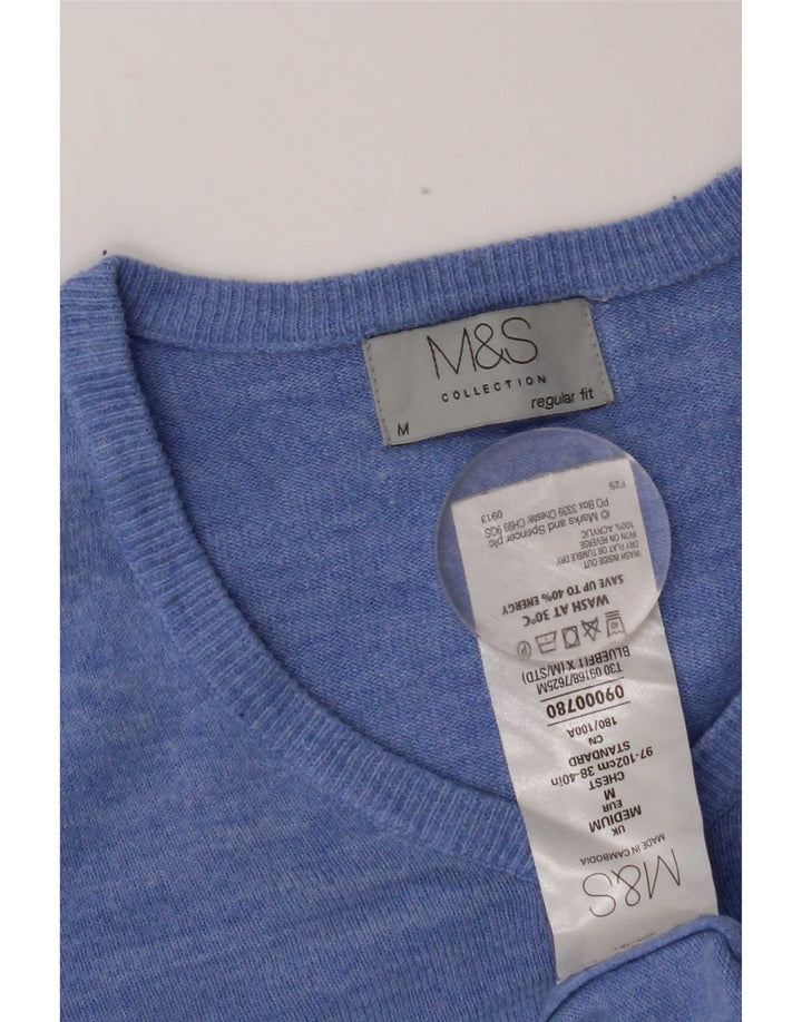 Marks & Spencer muški džemper s V-izrezom srednje plave akrilne boje