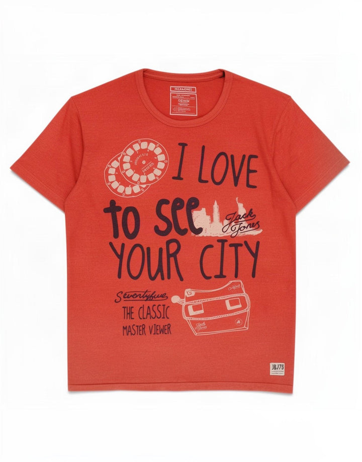 Jack & Jones muška velika crvena majica s grafičkim motivima