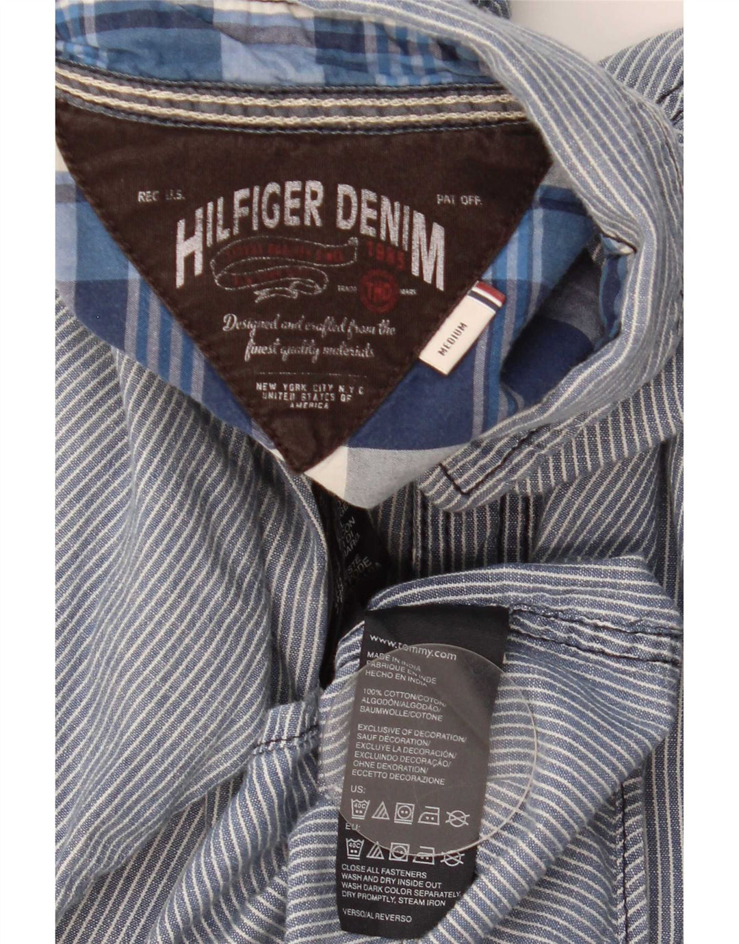 Tommy Hilfiger muška košulja srednje tamnoplave pamučne pruge
