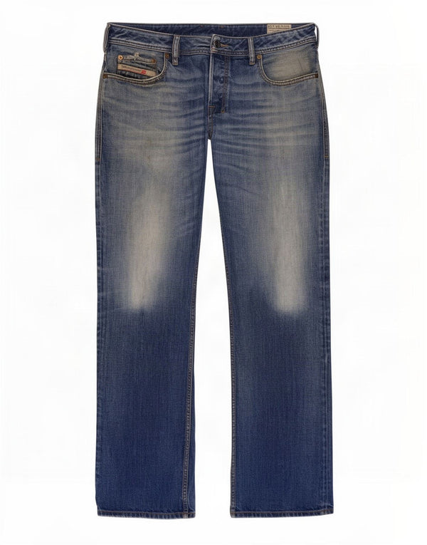 Diesel Mens Zatiny Regular Bootcut Jeans W34 L32 Blue Cotton