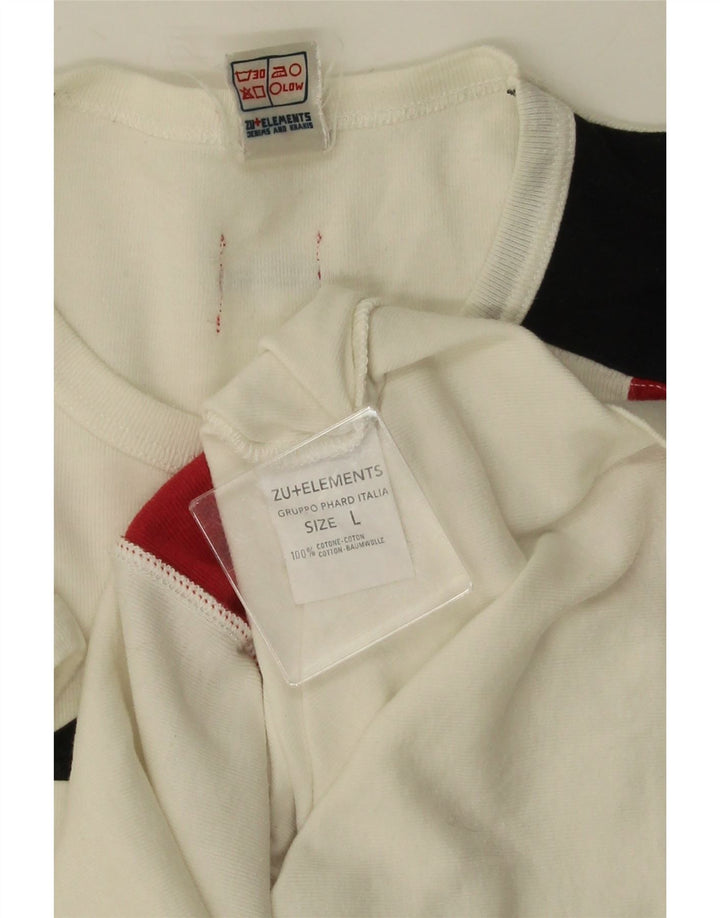 ZU ELEMENTS Muška majica kratkih rukava s grafičkim motivima Veliki bijeli pamuk u blokovima boja