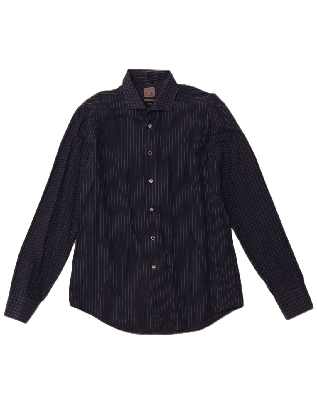 CALVIN KLEIN Muška uska košulja veličine 16 41, velika tamnoplava pamučna prugasta majica