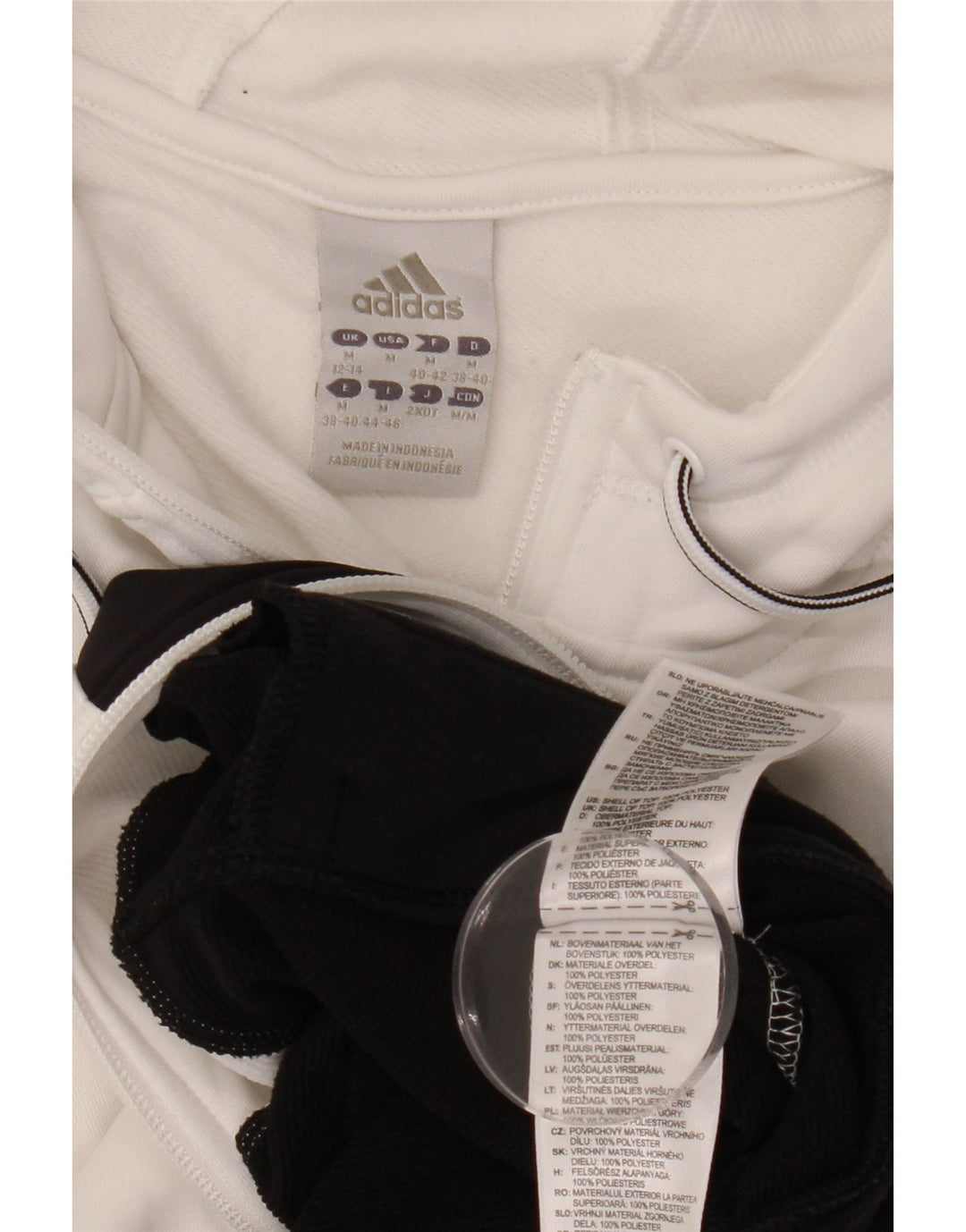 ADIDAS ženski pulover s kapuljačom na patentni zatvarač UK 12/14 srednje bijele boje