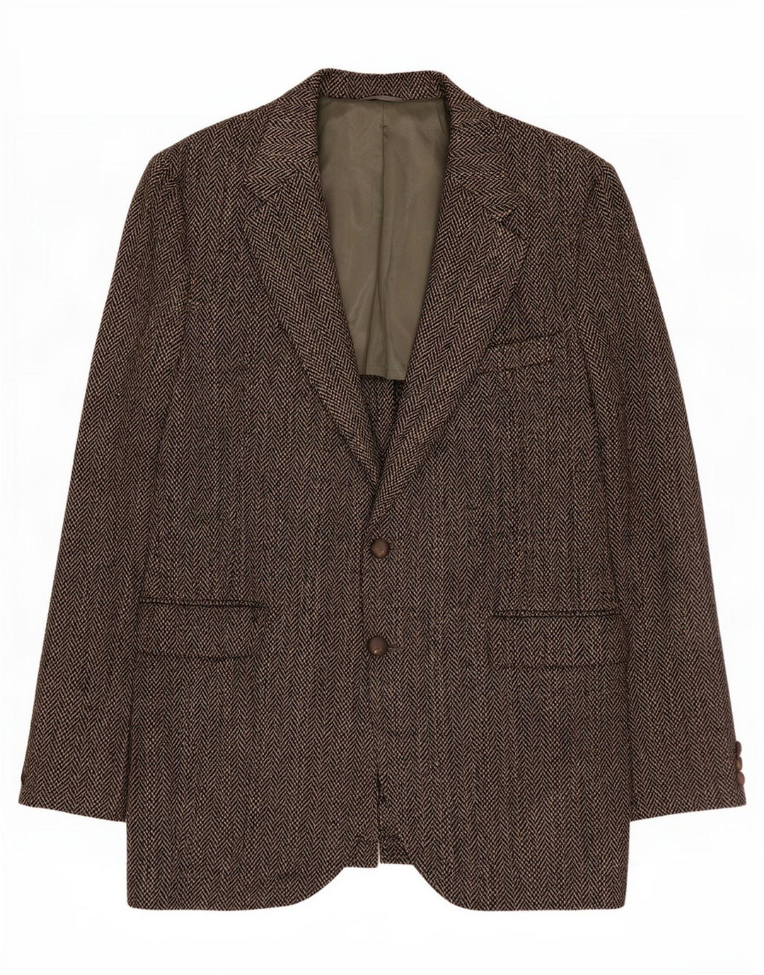 Harris Tweed Muški sako sa 2 gumba UK 40 Velika siva vuna riblja kost