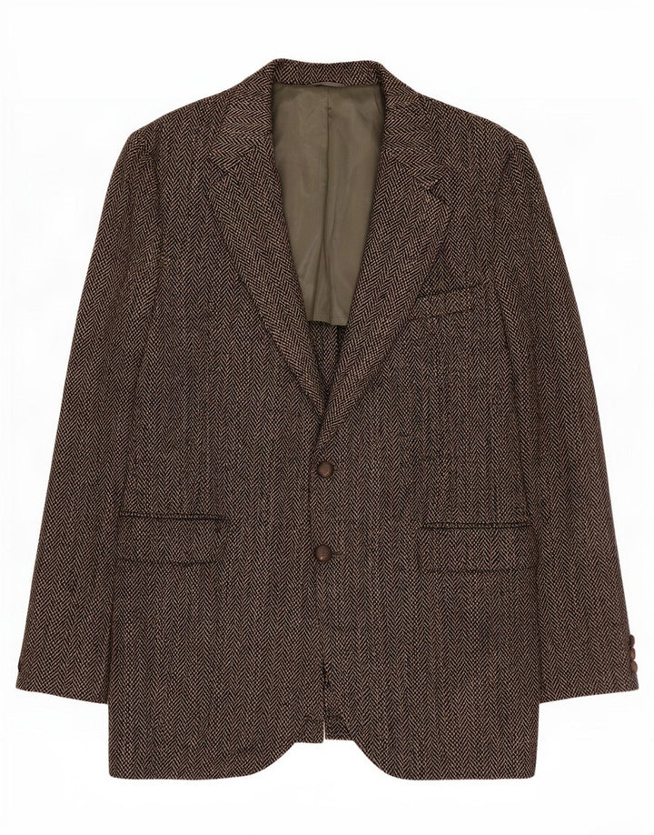 Harris Tweed Muški sako sa 2 gumba UK 40 Velika siva vuna riblja kost