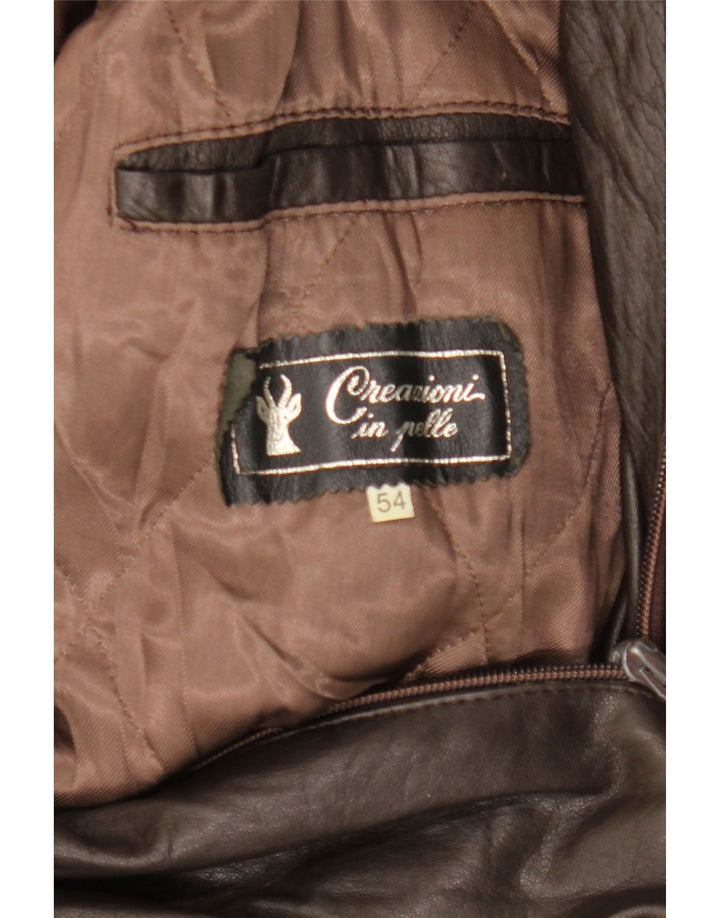 VINTAGE muška kožna jakna IT 54 2XL smeđa koža