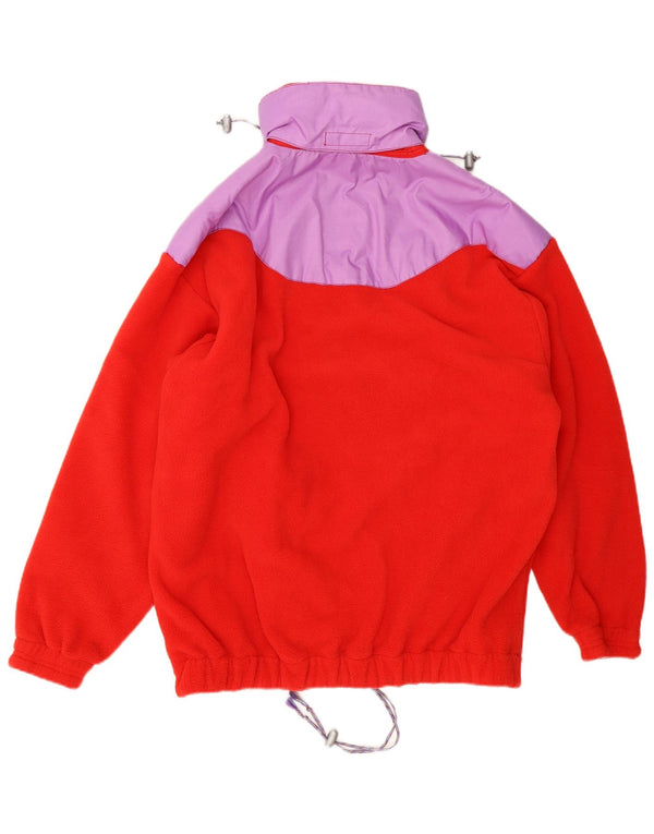 Vintage muški flis džemper s patentnim izrezom UK 44 2XL Red Colourblock