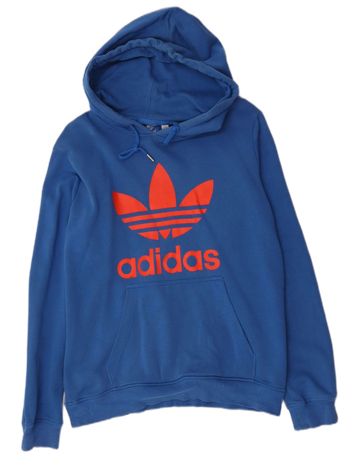 Adidas muška majica s kapuljačom s kapuljačom srednje plavi pamuk