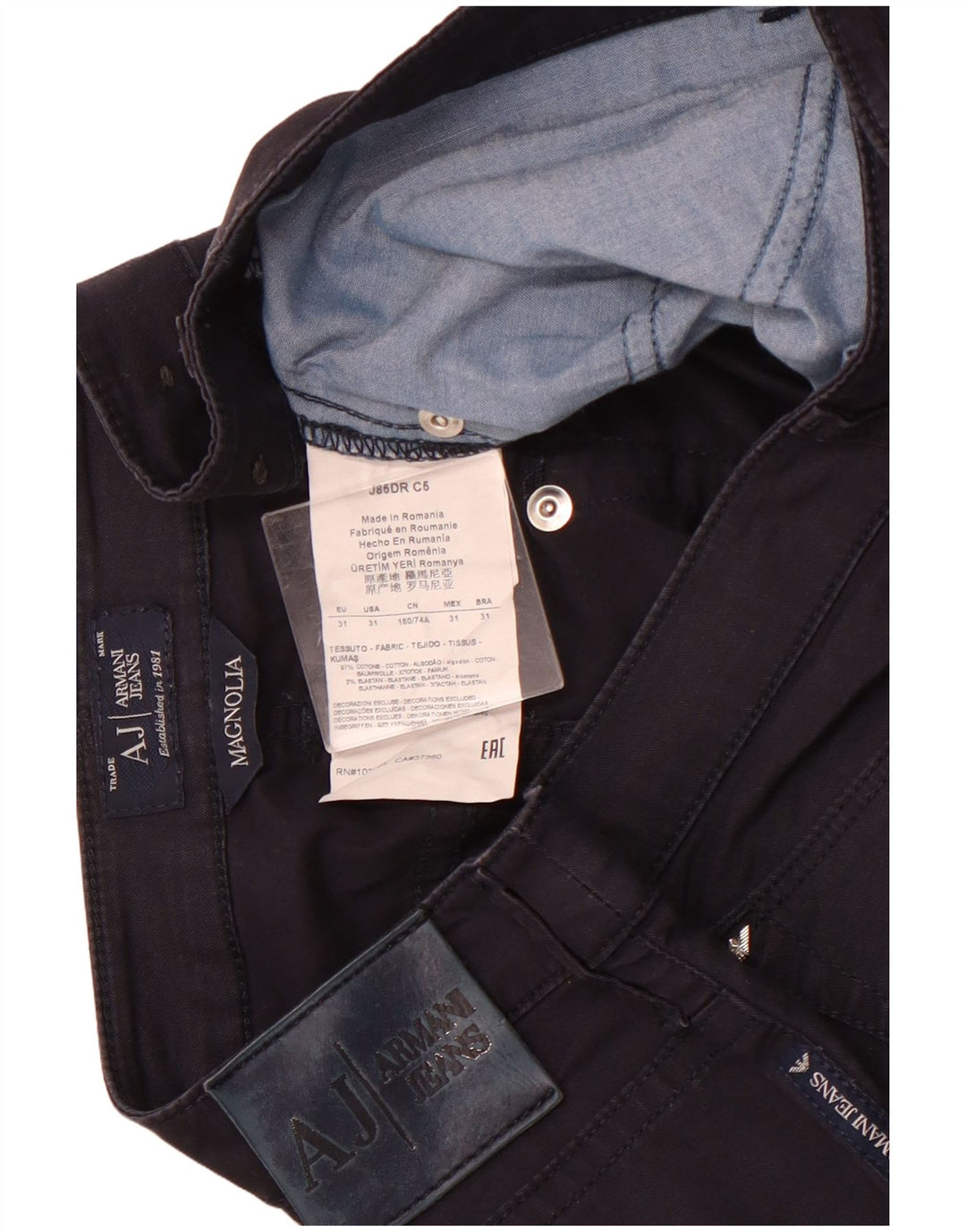 ARMANI ženske ravne ležerne hlače Magnolia W31 L28 tamnoplavi pamuk