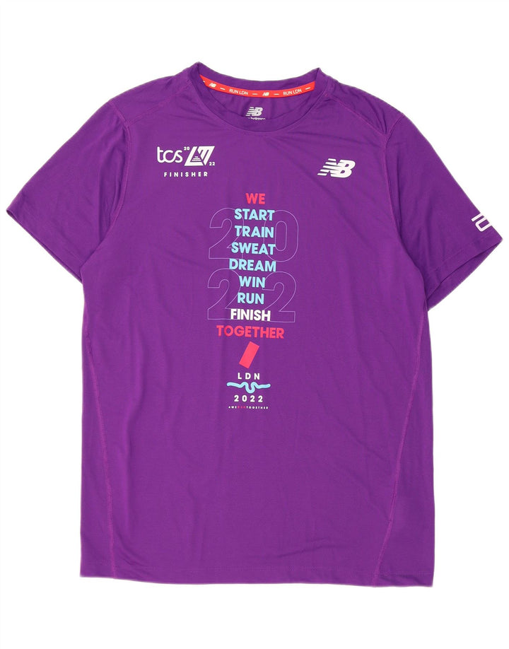 New Balance gornji dio muške majice s grafičkim motivima srednje ljubičaste boje od poliestera