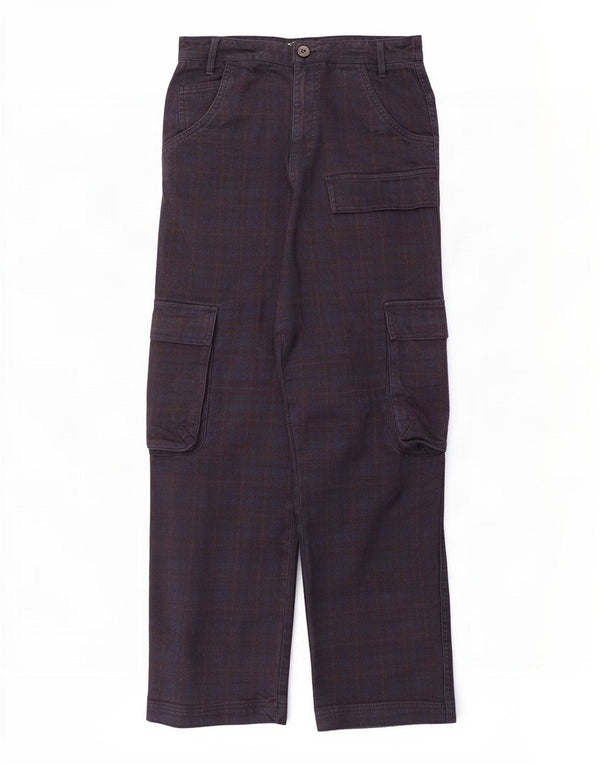 Zara Womens Straight Cargo Trousers Medium W28 L28 Navy Blue Check
