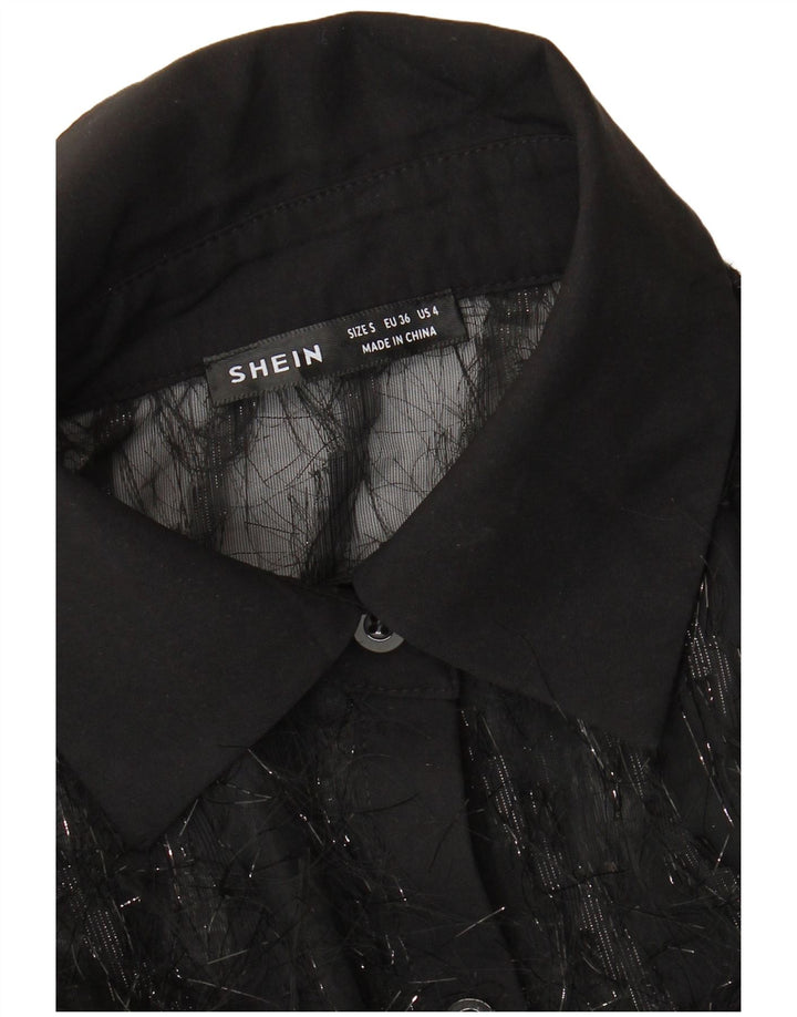 Shein ženska prozirna prevelika košulja bluza UK 10 mala crna