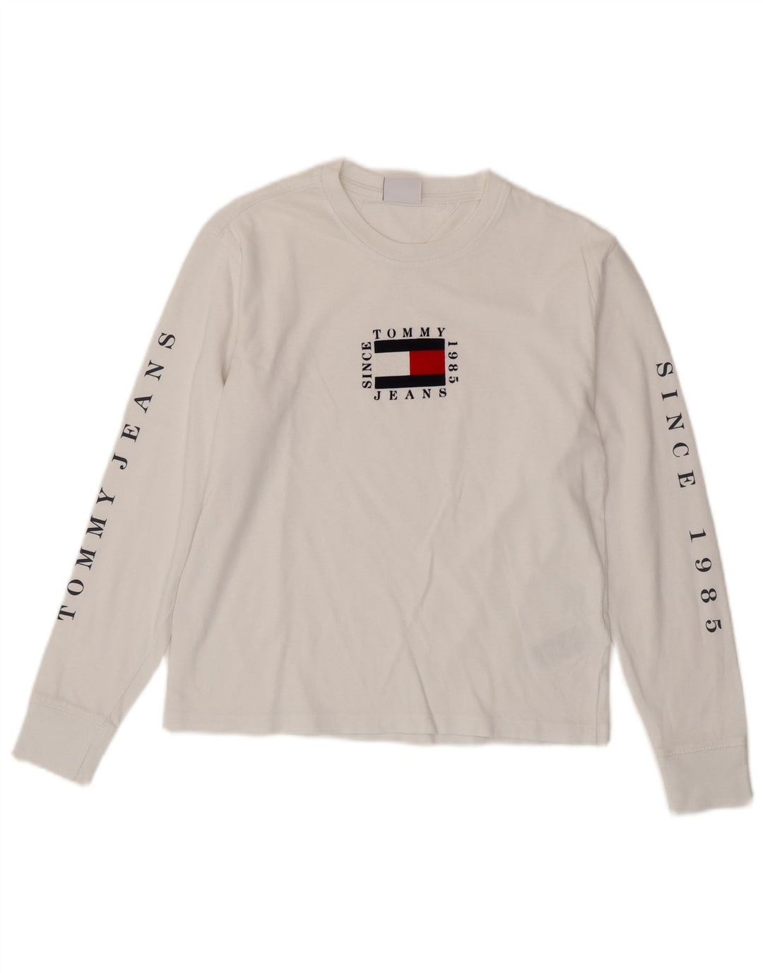 TOMMY HILFIGER Ženska grafička majica kratkih rukava UK 10 Small White Cotton