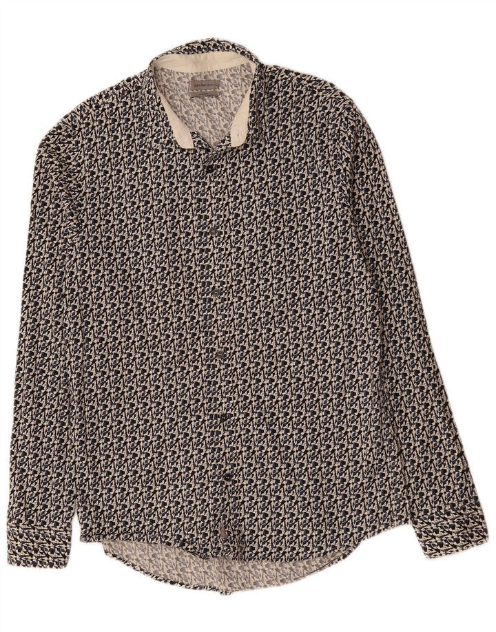 CALVIN KLEIN JEANS Muška uska košulja Srednji crni geometrijski pamuk