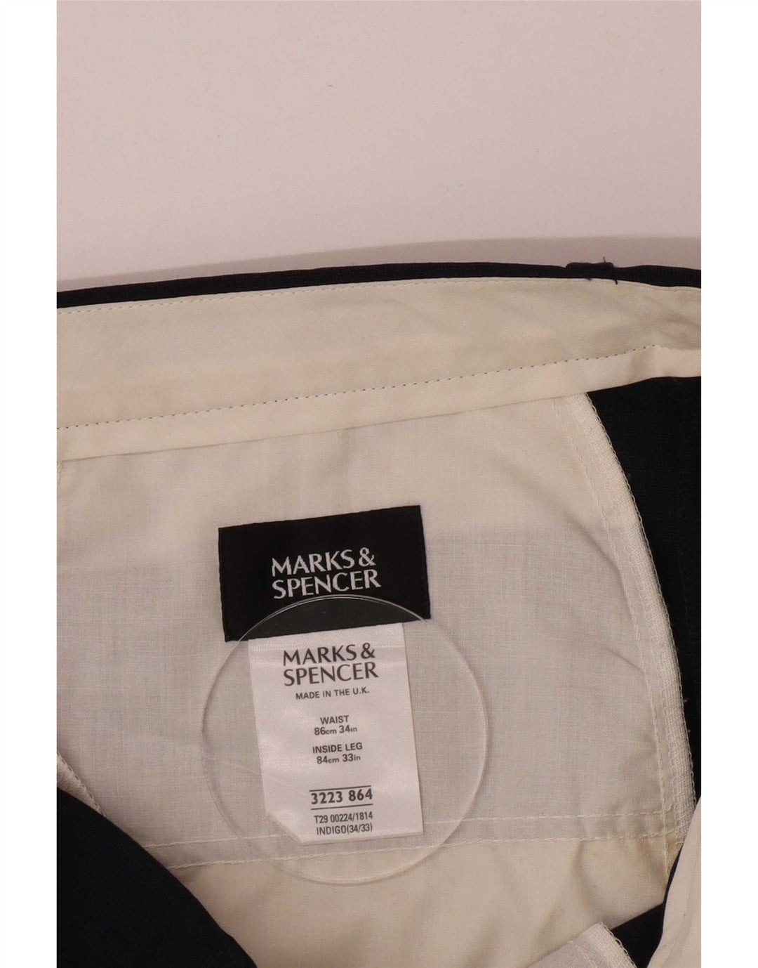 Marks & Spencer muške hlače s štipaljkama W34 L33 tamnoplavi poliester
