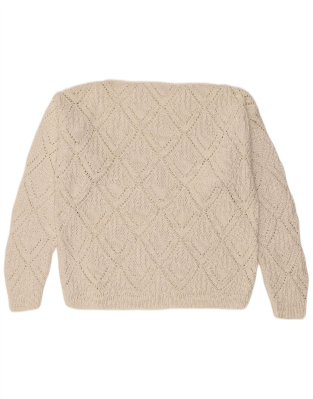 VINTAGE Womens Boat Neck Jumper Sweater UK 12 Medium White