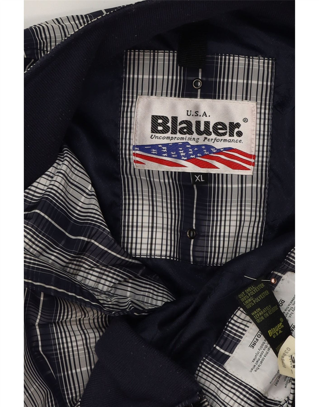 Blauer muška bomber jakna UK 42 XL tamnoplavi karirani poliester