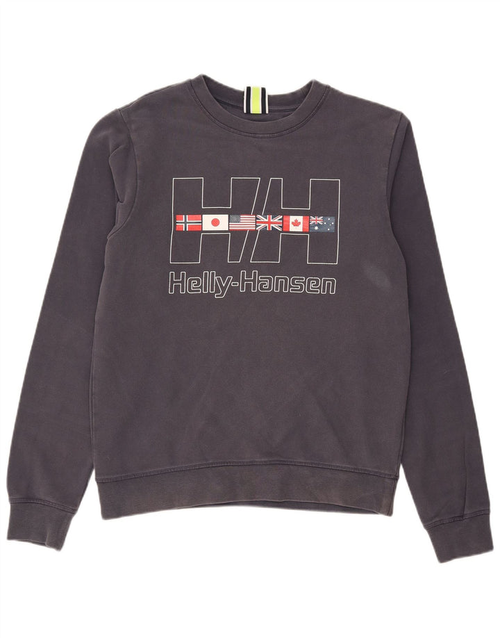 HELLY HANSEN Mens Graphic Sweatshirt Jumper Small Grey Cotton