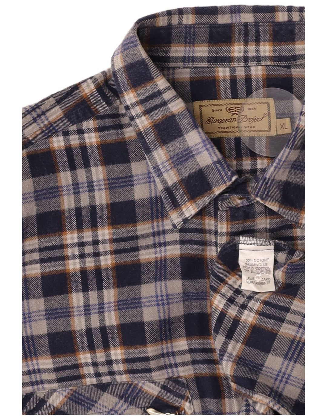 EUROPSKI PROJEKT Muška flanelska košulja XL tamnoplavi karirani pamuk