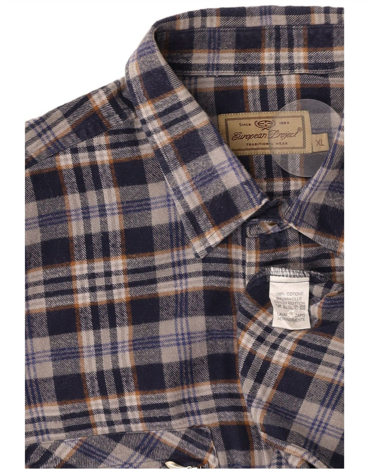 EUROPSKI PROJEKT Muška flanelska košulja XL tamnoplavi karirani pamuk